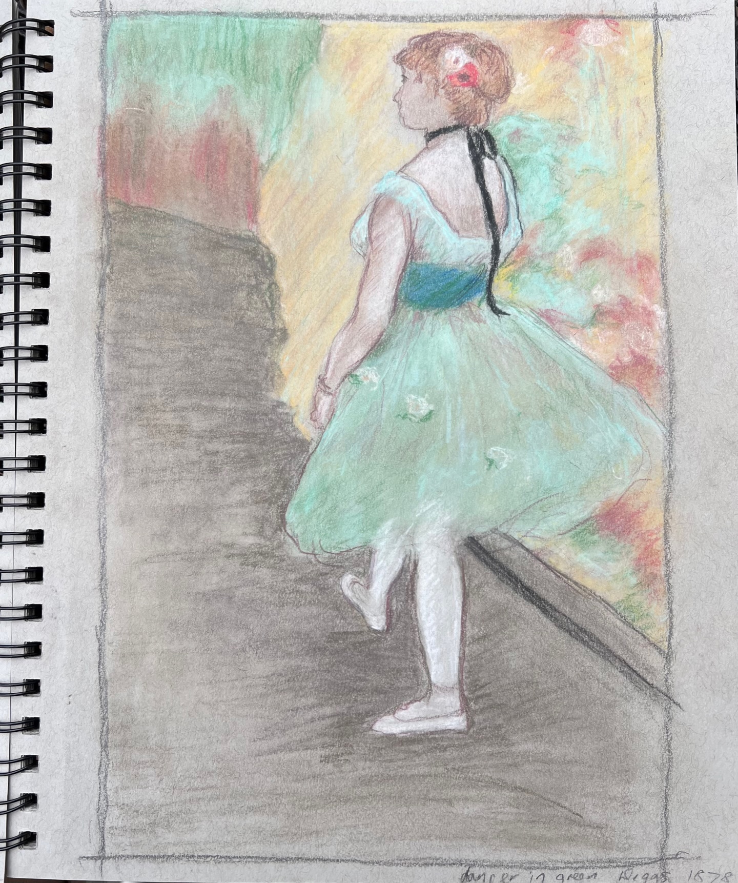 Pastel Sketch of Degas Dancer in Green at NGA - Renata Grzan Wieczorek -For the Love of Beauty